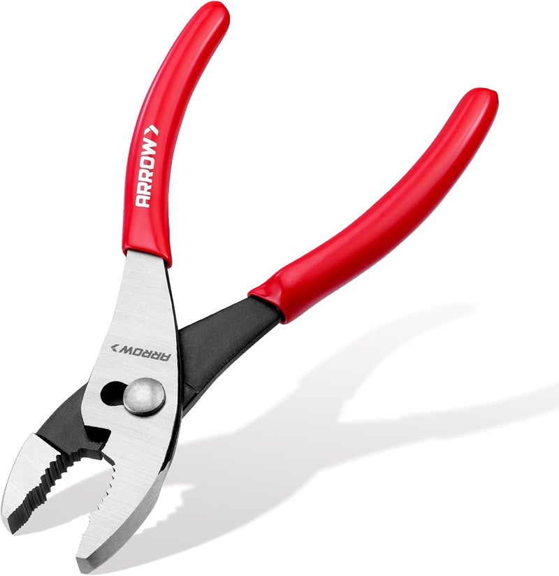 Arrow Fastener ARROW 8" Slip Joint Pliers, Pliers Tool with Thick Dip-Grip Handle, Strong Grip Jaws, High Carbon Steel, Pliers for Gripping, Loosening Nuts and Bolts, Cutting Steel Wire - Image 1